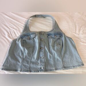Universal Thread Western Boho Light Blue Denim Halter Top Size 3X XXXL